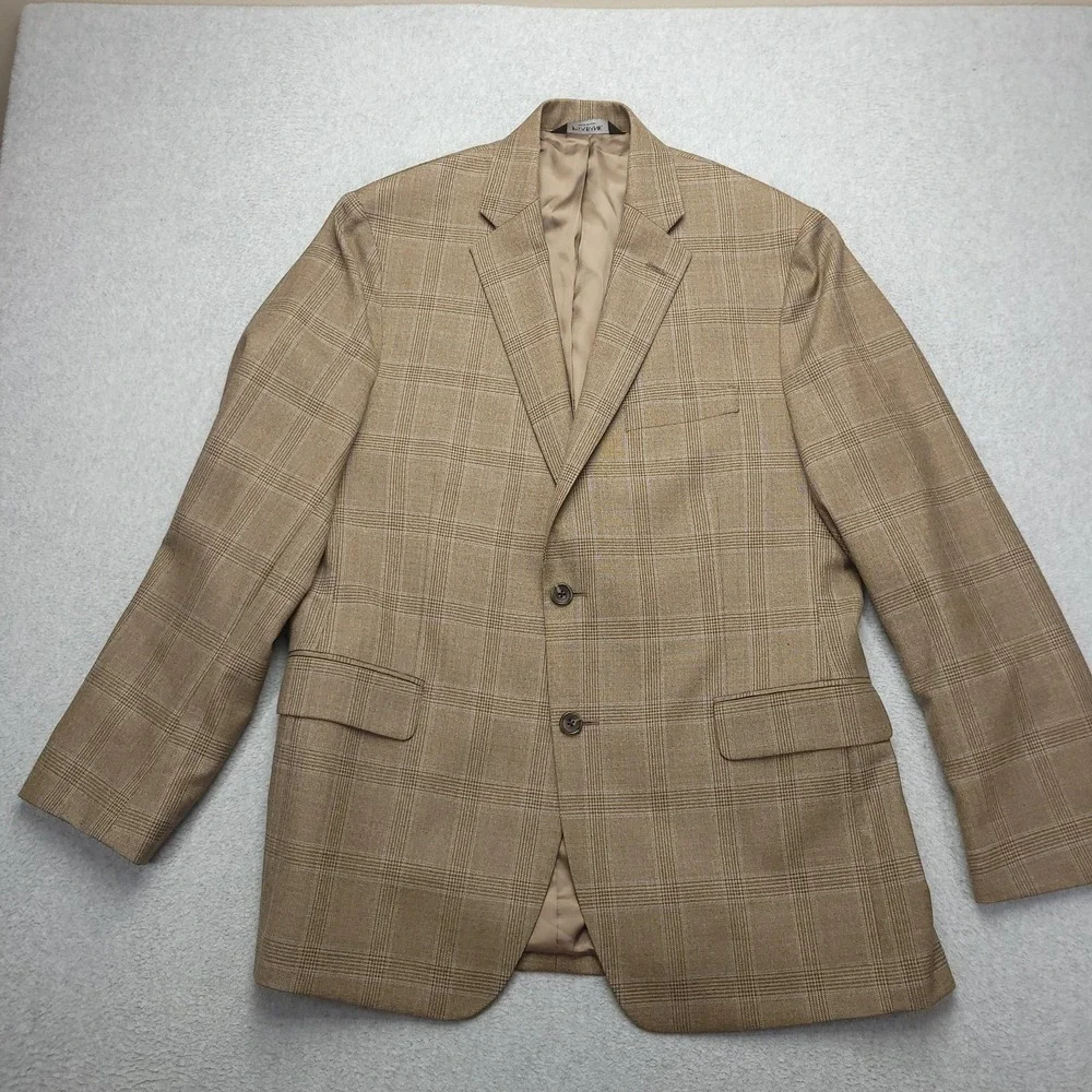 Jos A Bank Signature Blazer Mens 42R Brown Plaid Wool Tweed Sport Coat Jacket